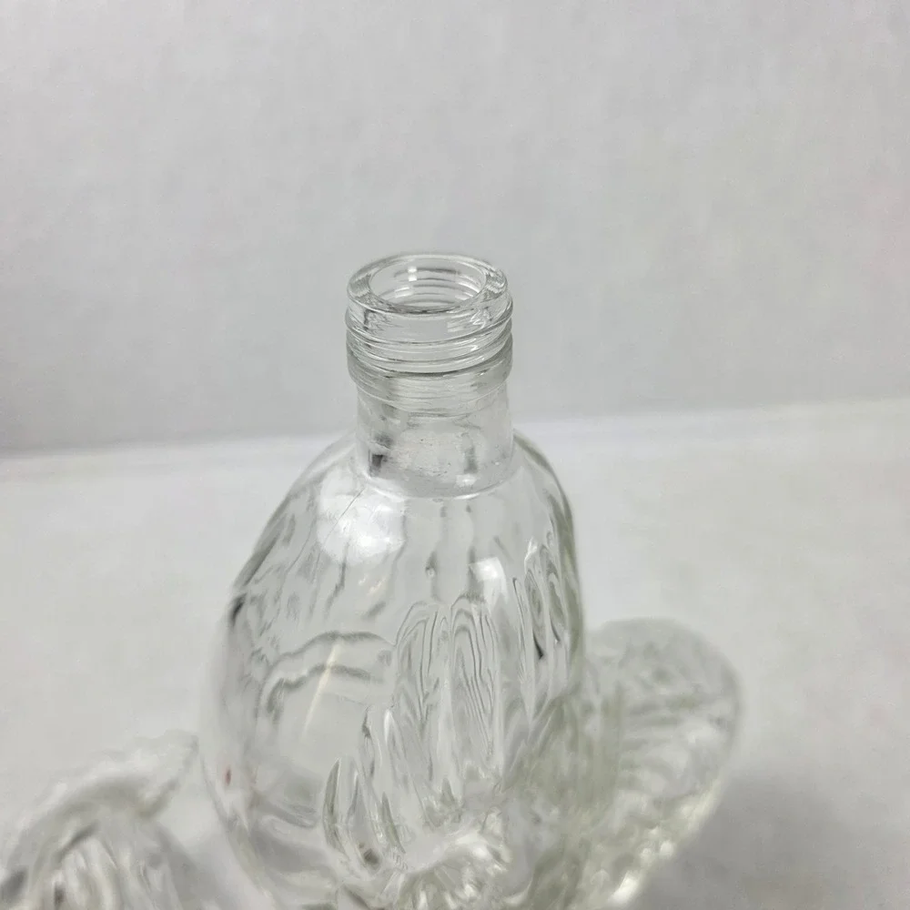 Vintage Clear Glass Tall Rooster Chicken Decanter Bottle 12